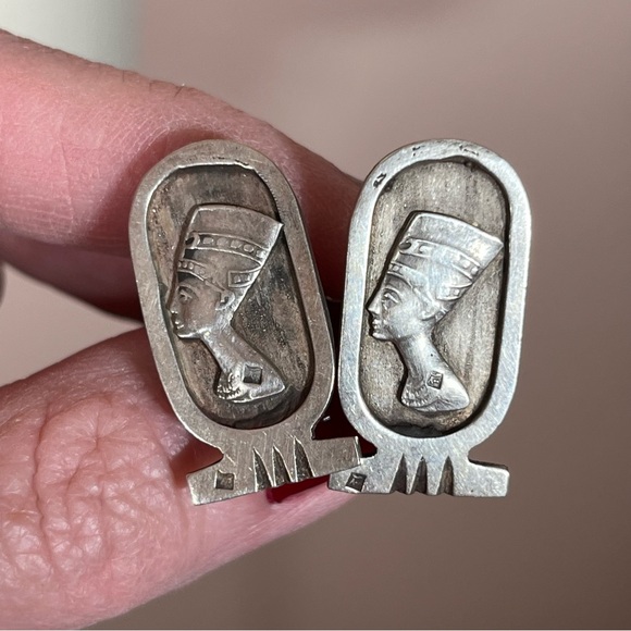 Antique Art Deco Victorian Egyptian Pharaoh Sterling silver Cufflinks - Picture 3 of 17